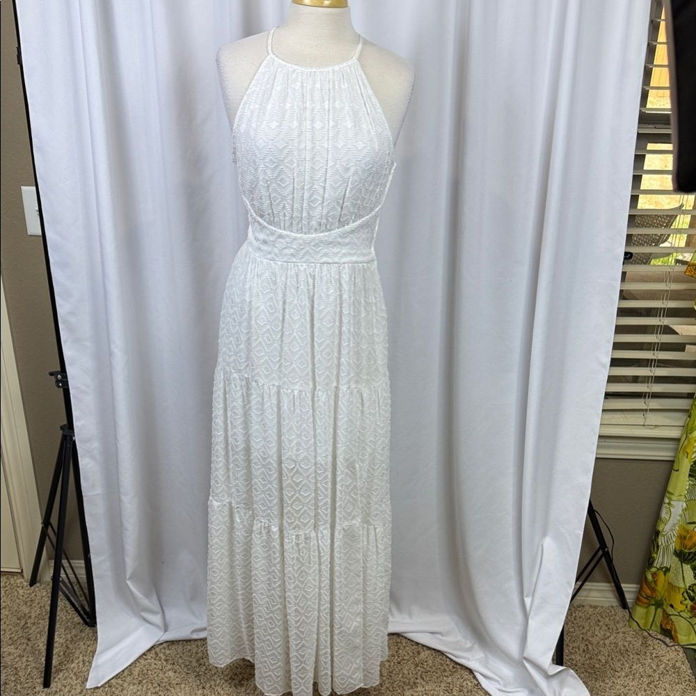 Bisou Bisou Elegant White Maxi Dress, Size 6